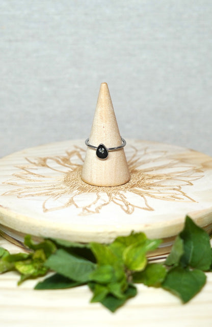 White Real Pressed Flower Dainty Teardrop Ring