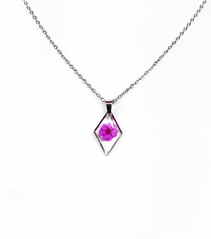Hot Pink Dainty Single Flower Necklace - 3 Designs