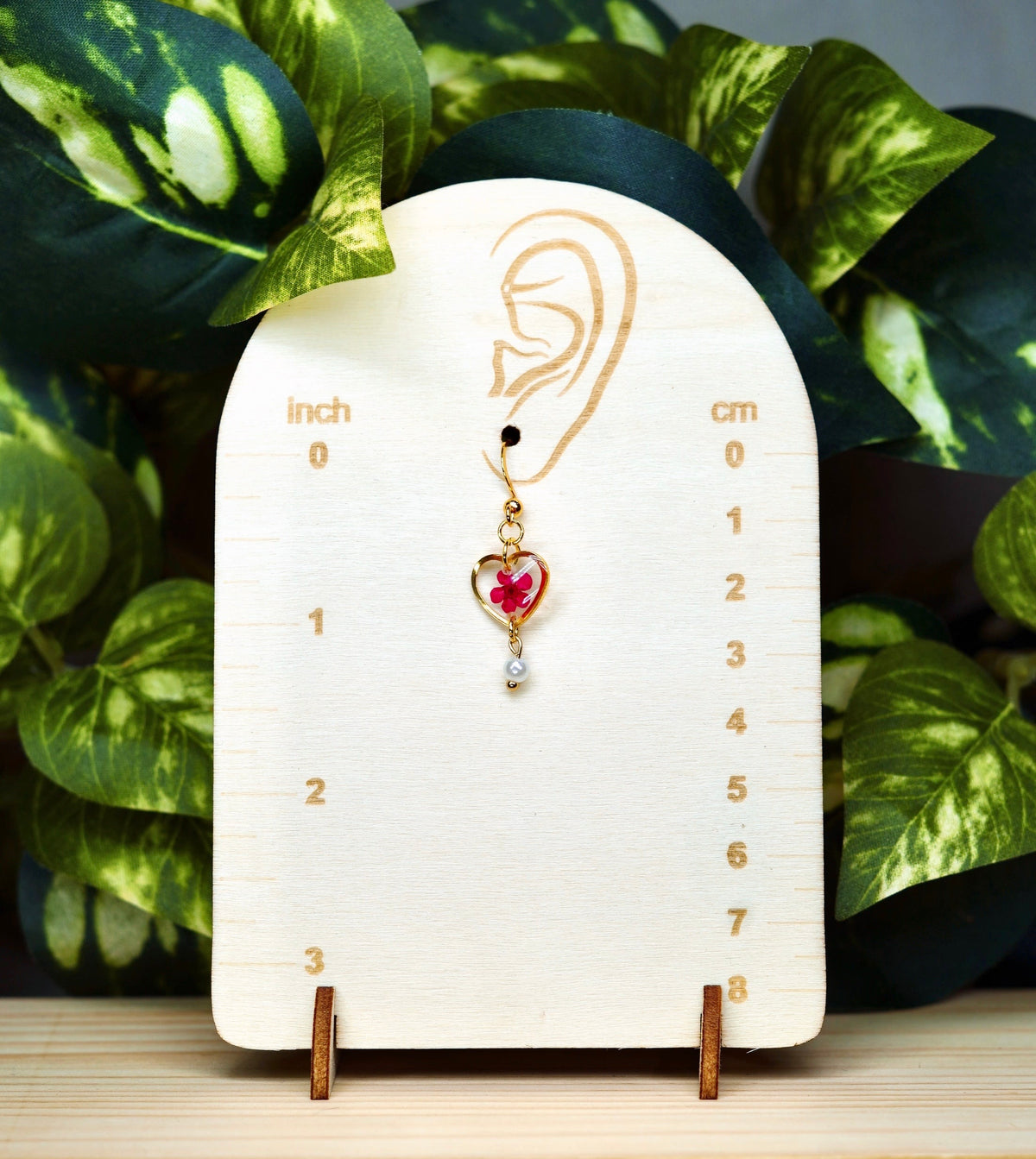Red Flower Mini "Sweet Heart" Pearl Dangle Earring
