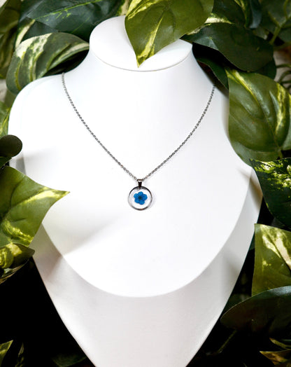 Blue Dainty Single Flower Necklace - 3 Designs