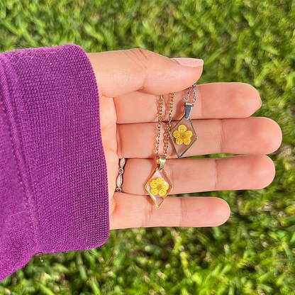 Yellow Dainty Single Flower Necklace - 3 Designs