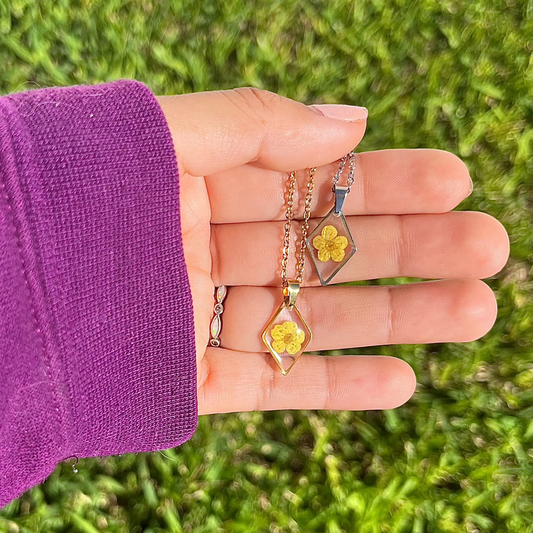 Yellow Dainty Single Flower Necklace - 3 Designs