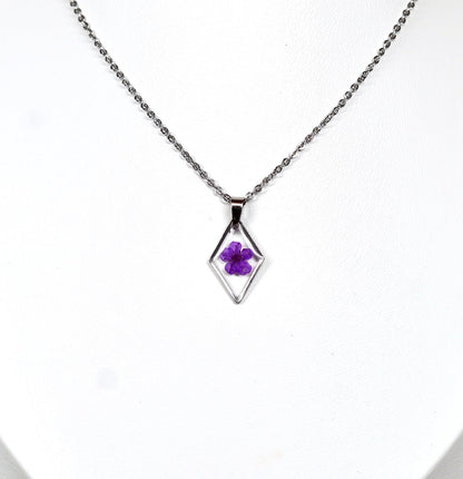 Purple Dainty Single Flower Necklace - 3 Designs