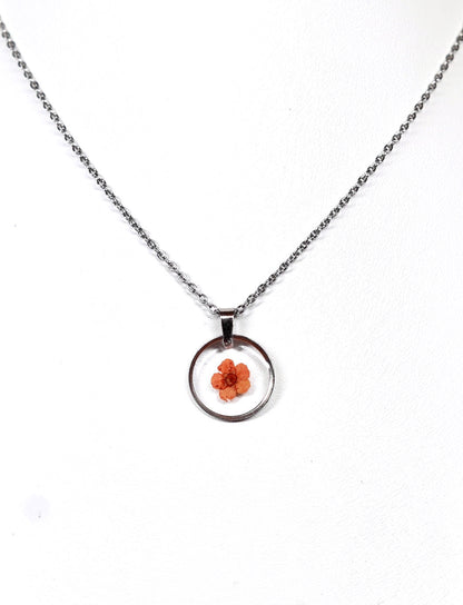 Orange Dainty Single Flower Necklace - 3 Designs