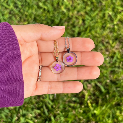 Purple Dainty Single Flower Necklace - 3 Designs