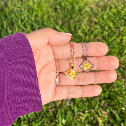 Yellow Dainty Single Flower Necklace - 3 Designs