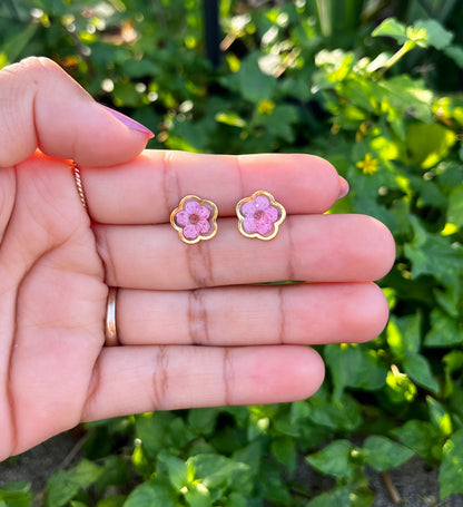 Pink Bloom Gold Studs