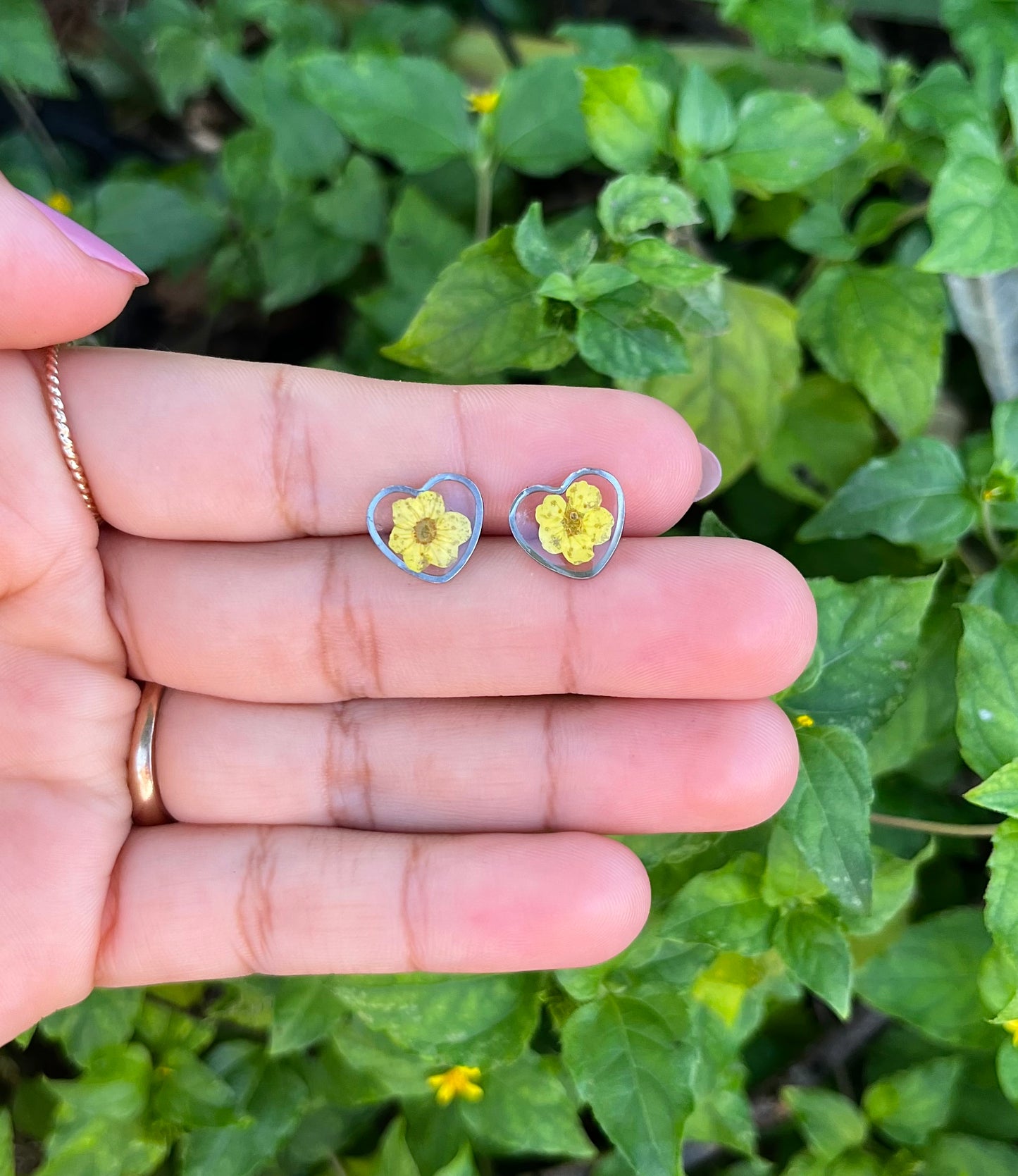 'Sweet Heart' Yellow Flower Studs