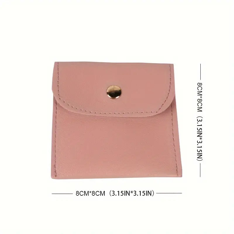 Pink Pu Leather Jewelry Storage Pouch