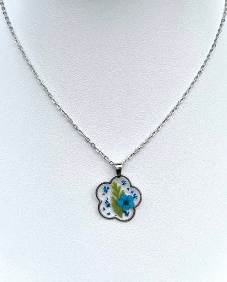 Blue Botanical Bloom Flower Necklace