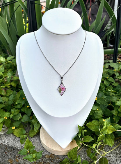 Botanical Pink Flower Diamond Necklace