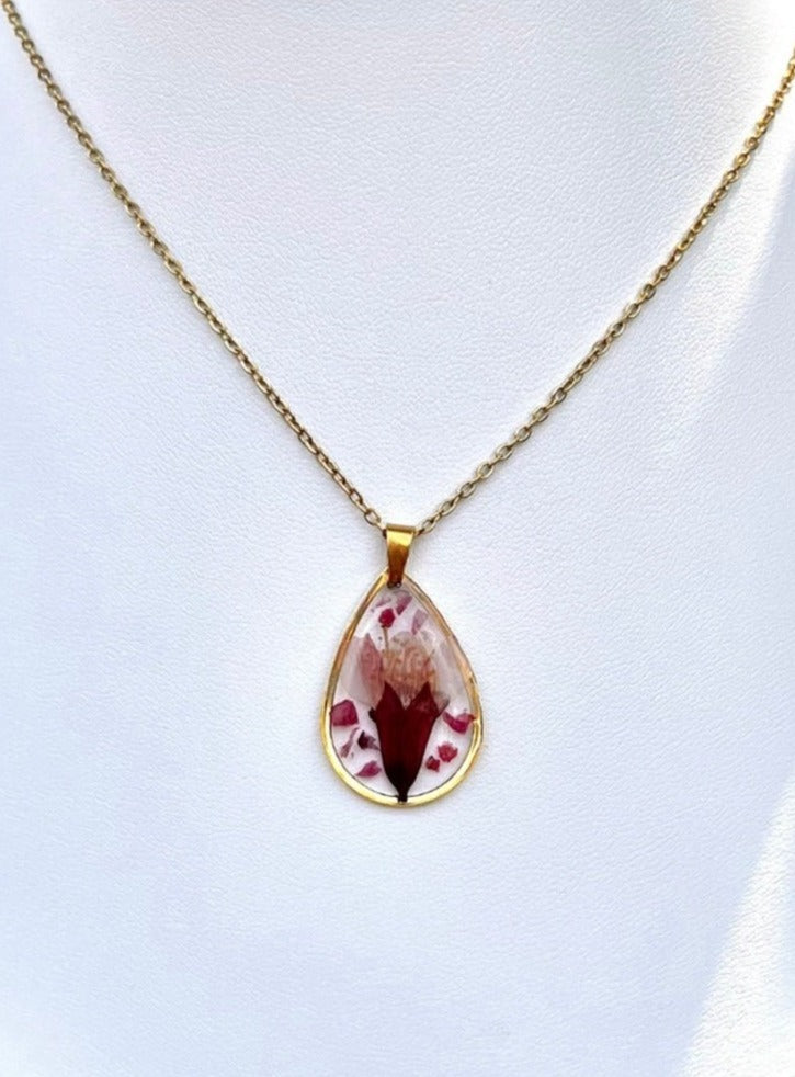 Cherry Blossom Teardrop Gold Necklace