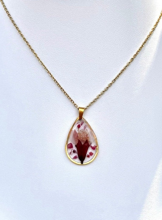 Cherry Blossom Teardrop Gold Necklace