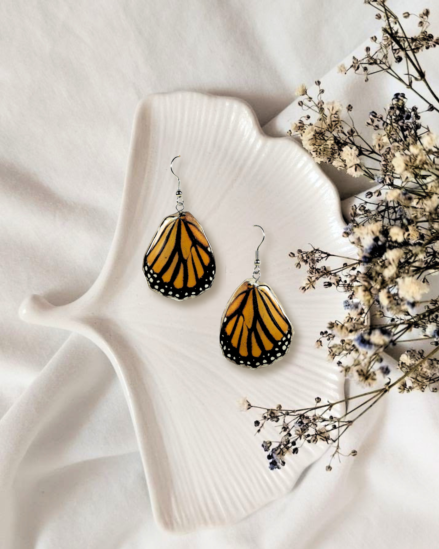 Real Monarch Butterfly Resin Earring