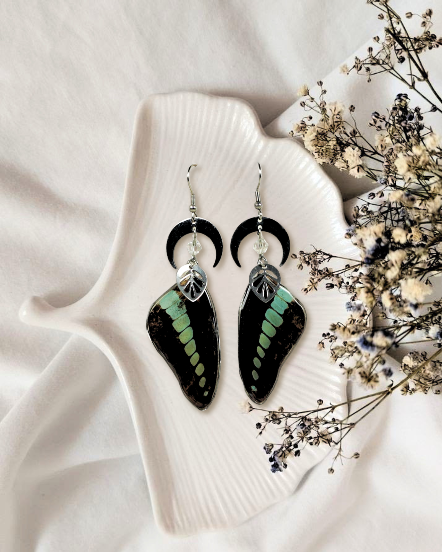 Real Bluebottle Butterfly Resin Earring