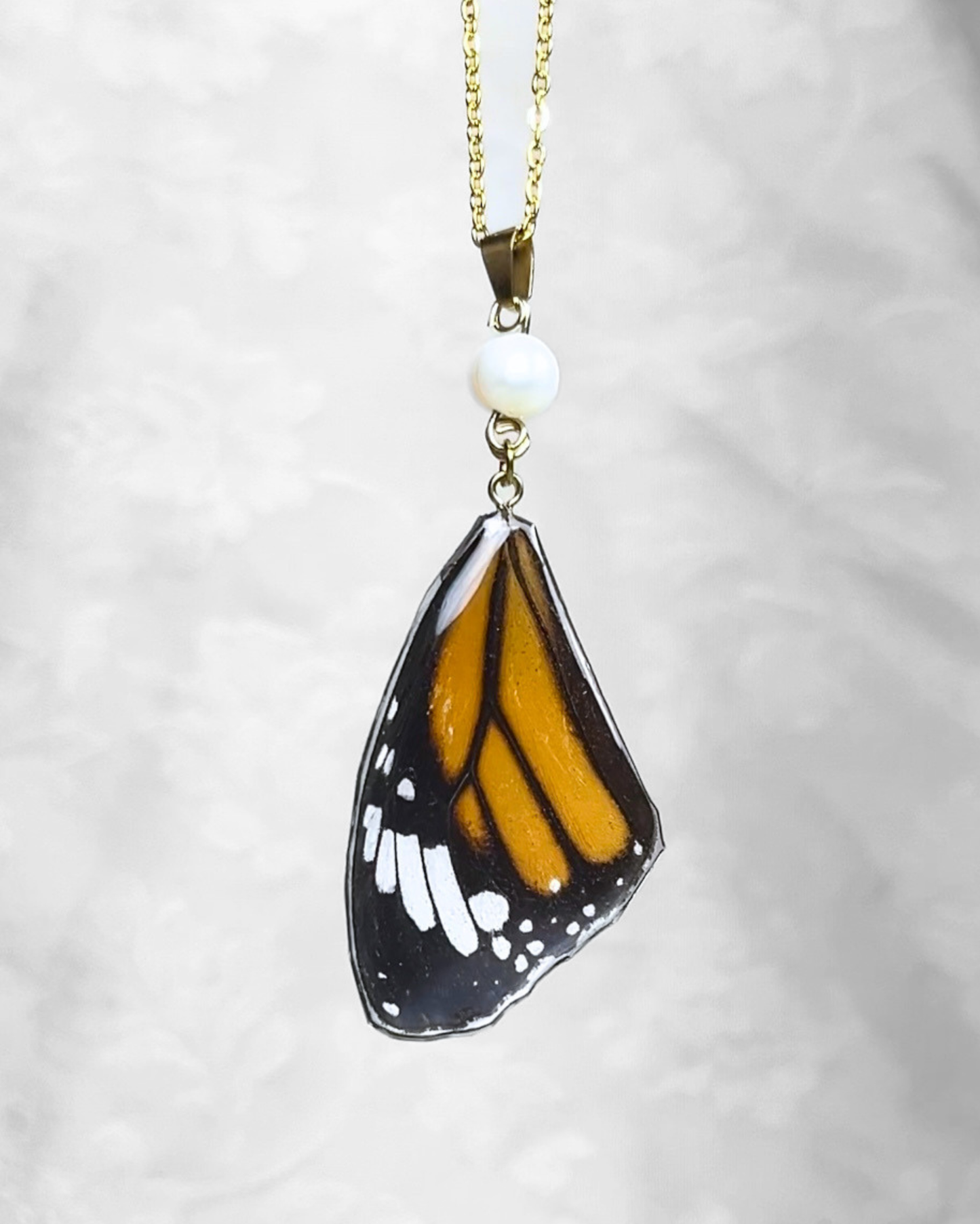 Real Monarch Butterfly Resin Necklace