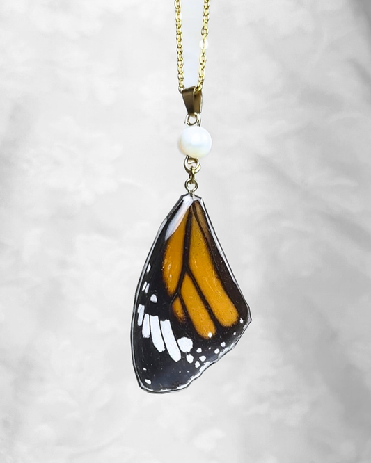Real Monarch Butterfly Resin Necklace