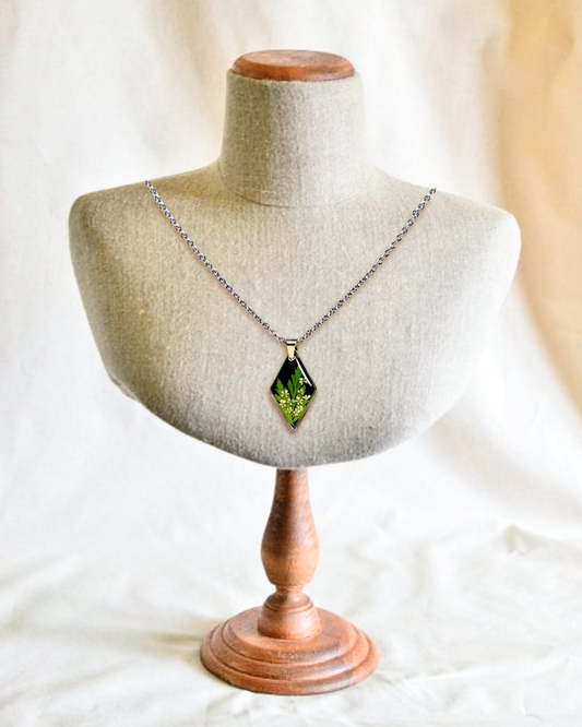 Pressed Forest Fern Black Diamond Necklace