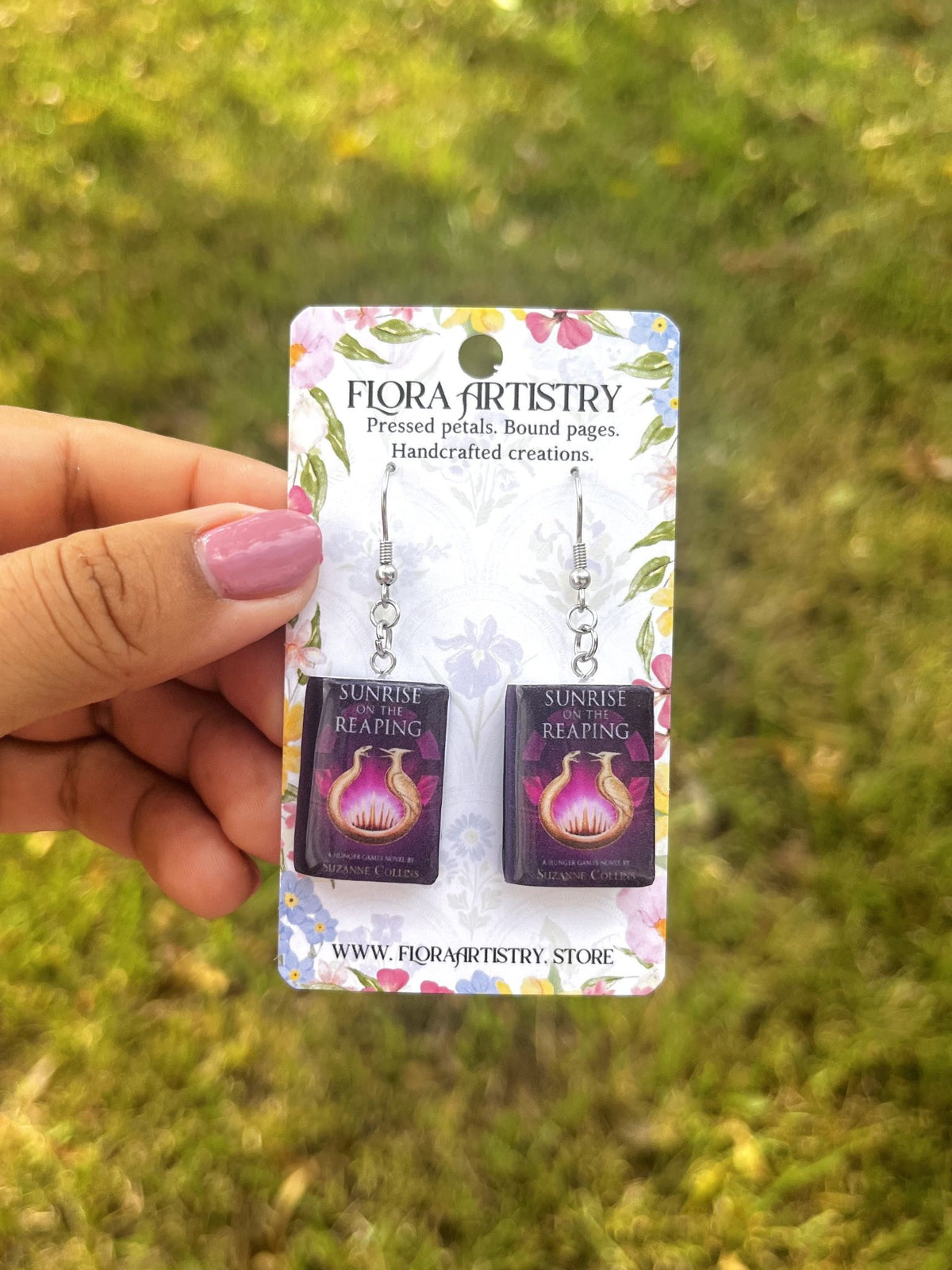 Miniature Sunrise on the Reaping Book Cover Lightweight Resin Earrings